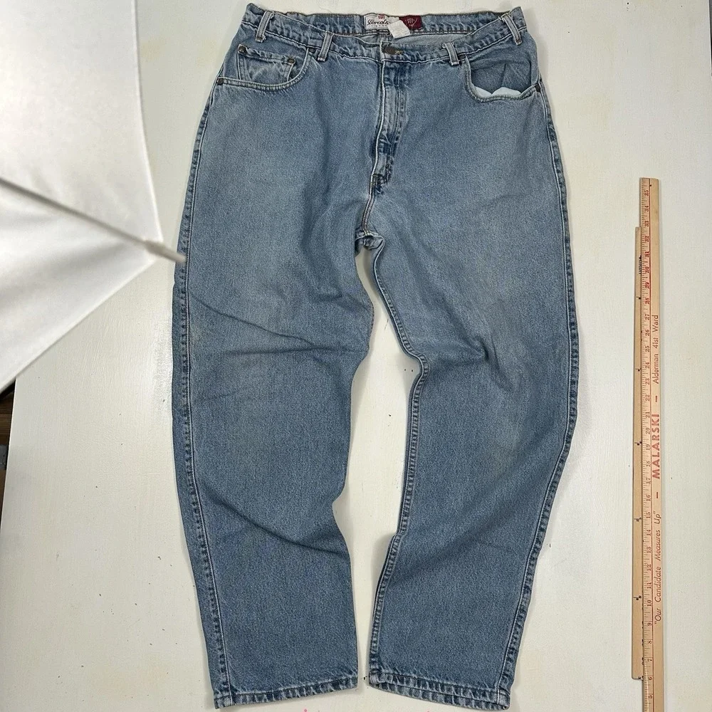 VTG Levi's 545 Loose Fit Jeans Men Fits 36x32 Blue‎ Brown Tab 90s Light Wash USA